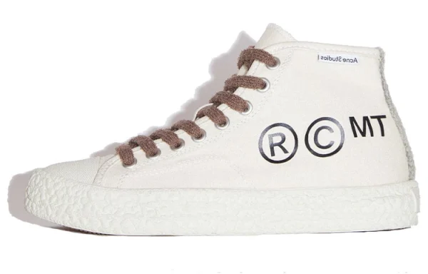 Acne Studios Anti-Slip Wear-Resistant High-Top Canvas Shoes Women's Gray White