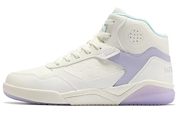 361° Anti-Slip And Wear-Resistant Breathable High-Top Skateboard Shoes Women's White Purple