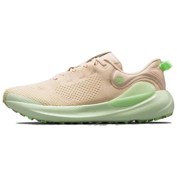 Lululemon Beyondfeel Trail Running Shoes Men Low-Top Light Linen/Soft Avocado Green/Neon Green